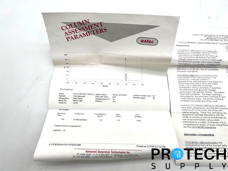 Load image into Gallery viewer, Astec CYCLOBOND I 2000 Prepacked 20118 HPLC Column 100 x 2mm with WARRANTY