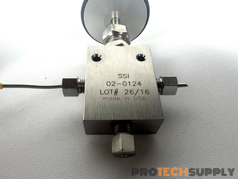 Load image into Gallery viewer, SSI 02-0124 Three-Way Valve with PSI Gauge 316 SS Tube/Conn 10000psi w/ WARRANTY