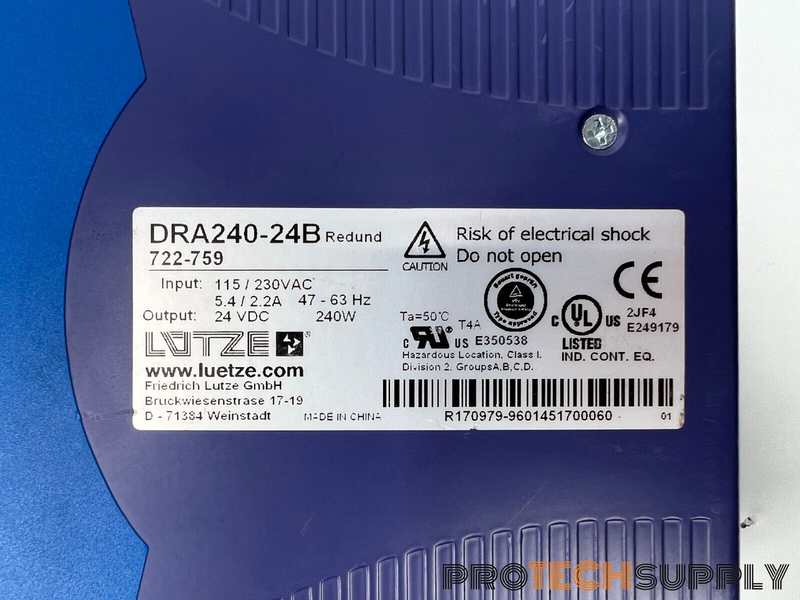 Load image into Gallery viewer, Lutze DRA240-24B Power Supply 722-759 10A 24V 240W with WARRANTY