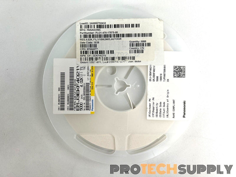 Load image into Gallery viewer, Roll of 5000 Panasonic ERJ-3EKF4021V Thick Film Chip Resistor 4.02 kOhm WARRANTY