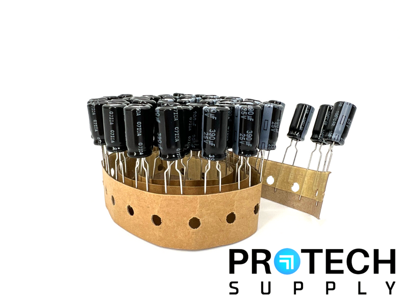 Load image into Gallery viewer, (50/Pk) Panasonic EEU-FR1E391LB Aluminum Capacitors 390µF 25V with WARRANTY