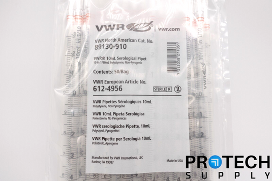 (50/Pk) VWR 89130-910 10mL Serological Pipet NEW