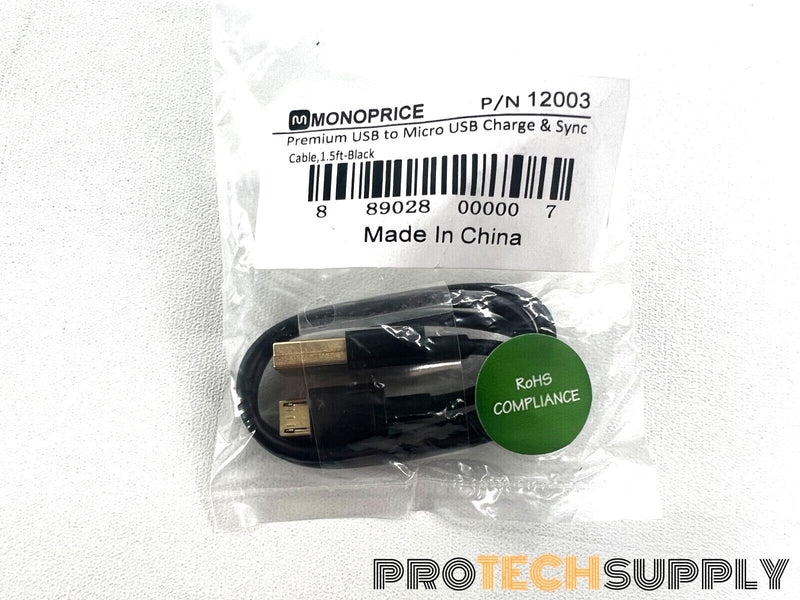 Load image into Gallery viewer, NEW (Lot of 6) Monoprice 12003 USB to Micro USB 1.5ft Black with WARRANTY