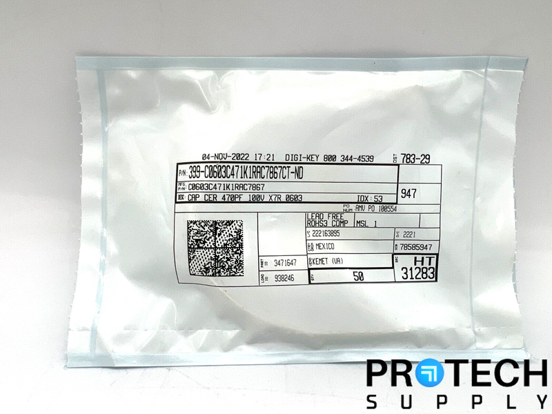 Load image into Gallery viewer, 50/Pk Kemet Ceramic Capacitor 399-C0603C471K1RAC7867CT-ND NEW with WARRANTY