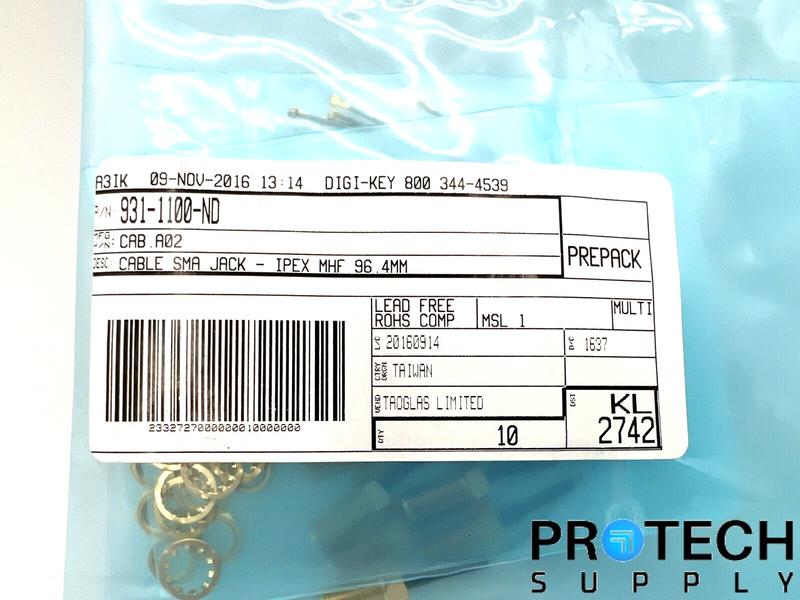 Load image into Gallery viewer, 8/Pk Taoglas Limited Coaxial Cable Assy 3.740" 931-1100-ND with WARRANTY