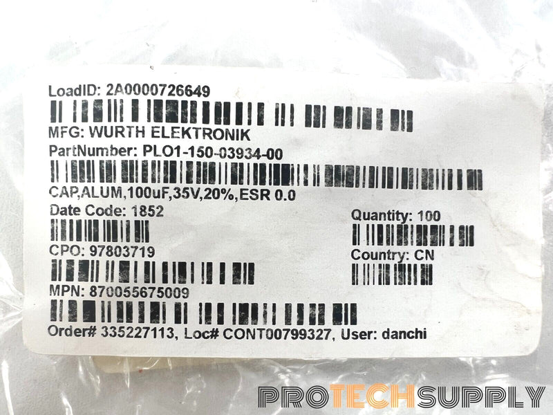 Load image into Gallery viewer, NEW (Lot of 100) Wurth WCAP-PTHR Polymer Aluminium Capacitor with WARRANTY