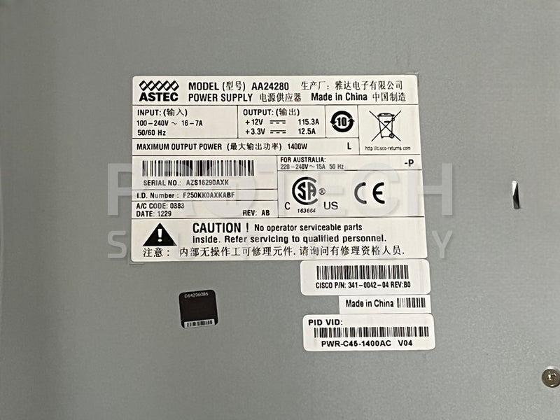 Load image into Gallery viewer, Cisco 341-0042-04 1400 Watt Power Supply AA24280 GUARANTEED