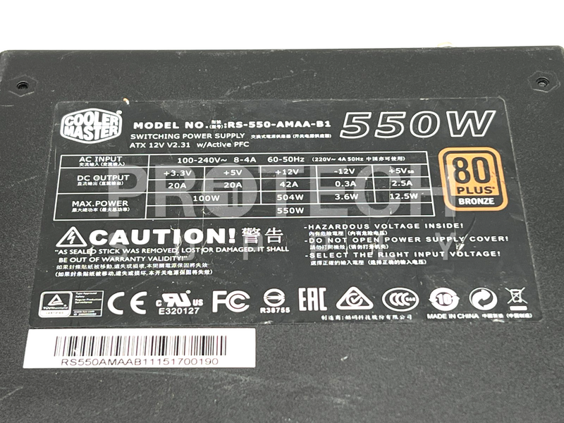Load image into Gallery viewer, (Lot of 2) x1 Cooler Master 550W + x1 HEC WIN+ 600W Power Supply GUARANTEED