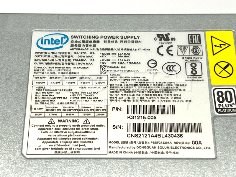 Load image into Gallery viewer, Intel PSSF212201A Switching Power Supply Intel K31215-005 GUARATEED
