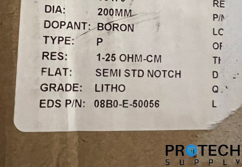 Load image into Gallery viewer, Case of (25) 200mm P/B (1-0-0) 5-30 ohm-cm, 725±25µm PRIME SILICON WAFER