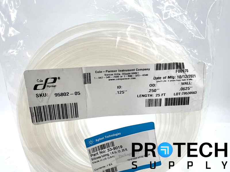 Load image into Gallery viewer, Cole Parmer 95802-05 Silicone Tubing 1/8' 25ft / Agilent 33-9019 NEW