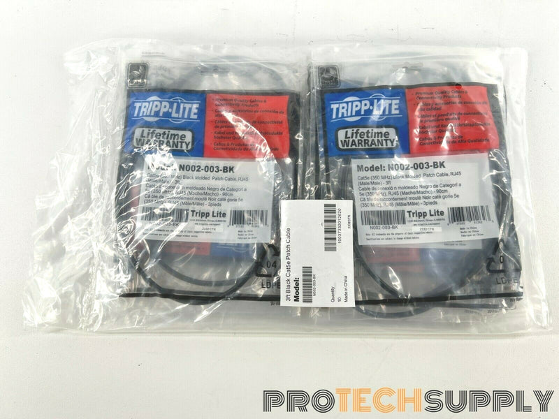 Load image into Gallery viewer, NEW (Pack of 10) Tripp Lite N002-003-BK Cat5e Patch Cable - Rj-45 3ft