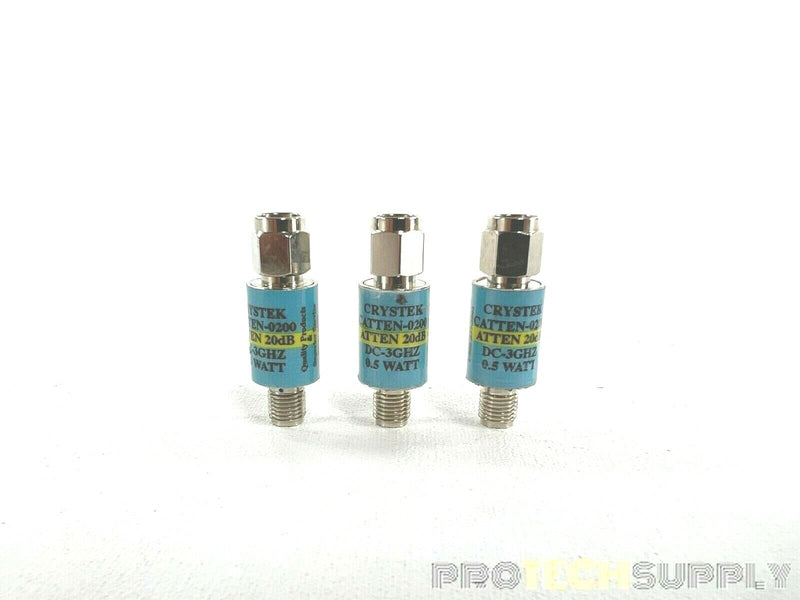 Load image into Gallery viewer, (Lot of 3) Crystek Catten-0200 Attenuators 20dB DC-3Ghz 0.5 Watt