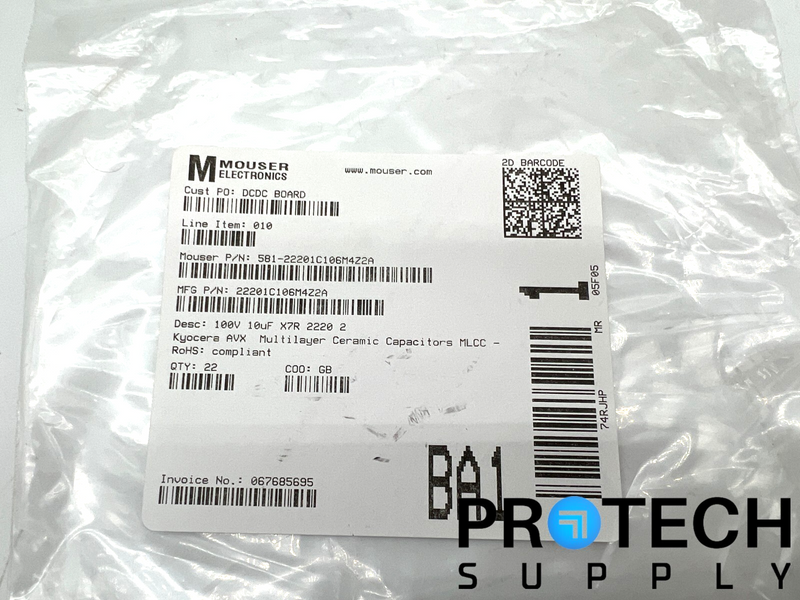 Load image into Gallery viewer, 21/Pk KYOCERA AVX 22201C106M4Z2A Ceramic Capacitor X7R 100V NEW