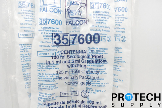(5/Pk) Falcon 357600 100 mL Serological Pipet 1.0 Increments NEW