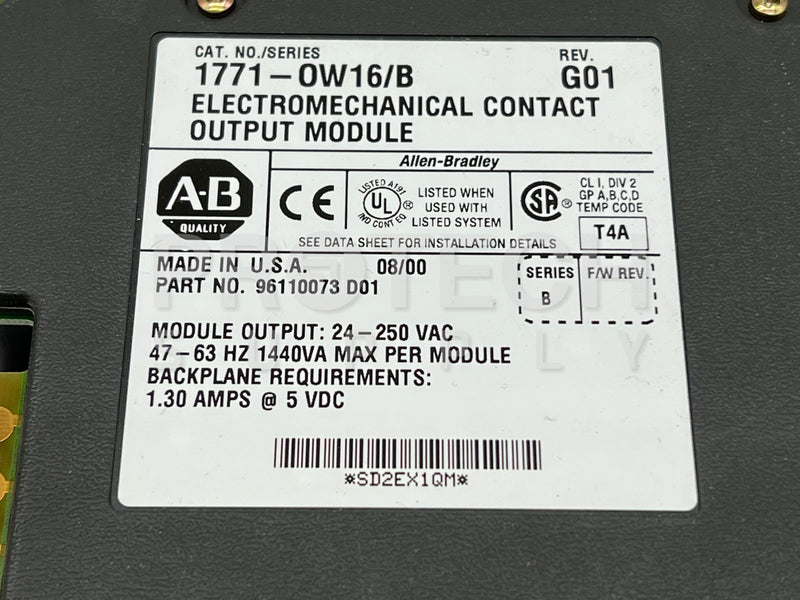 Load image into Gallery viewer, Allen-Bradley 1771-0W16/B Contact Output Module 96110073 D01 with WARRANTY