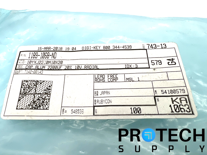 Load image into Gallery viewer, (Pack of 100) Rubycon 10YXJ2200M10X20 Aluminum Capacitors NEW with WARRANTY