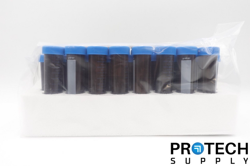 Load image into Gallery viewer, 25/Pk USA Scientific 5622-7283P 50mL Amber Tube / Conical Bottom / Screw Cap