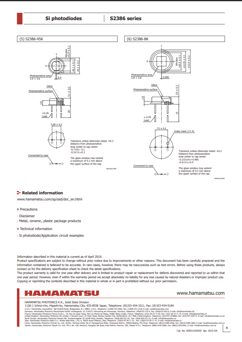 Load image into Gallery viewer, Hamamatsu S2386-8K Photo Diode NEW with WARRANTY