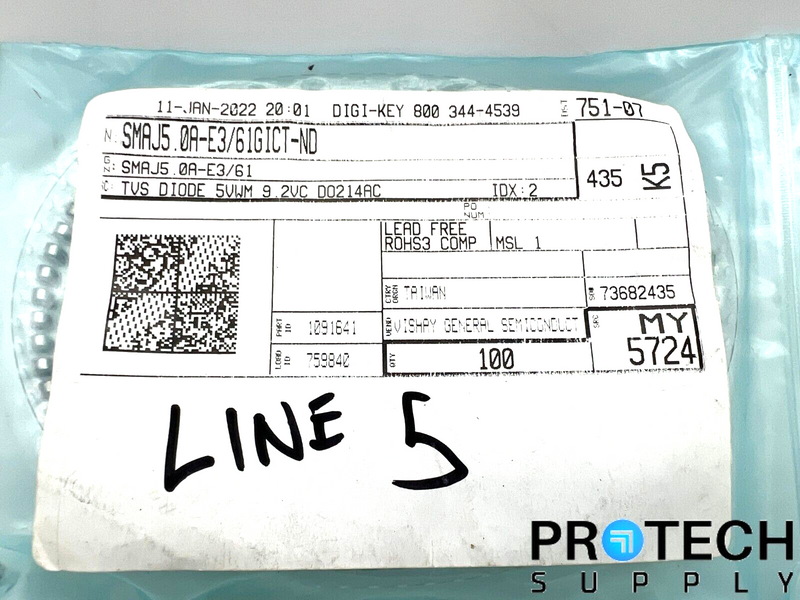 Load image into Gallery viewer, (Approx 90) Vishay General Diode Surface Mount SMAJ5.0A-E3/61GICT-ND w/ WARRANTY