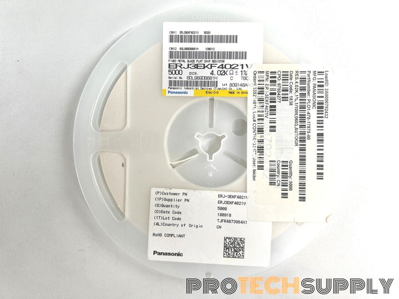 Load image into Gallery viewer, Roll of 5000 Panasonic ERJ-3EKF4021V Thick Film Chip Resistor 4.02 kOhm WARRANTY