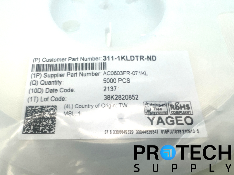 Load image into Gallery viewer, (5000/Pk) Yageo AC0603FR-071KL Chip Resistor NEW with WARRANTY