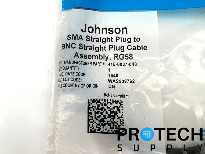 Load image into Gallery viewer, Cinch 415-0037-048 SMA Straight Plug to BNC Straight Plug Cable NEW w/ WARRANTY