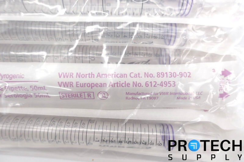 Load image into Gallery viewer, (25/Pk) VWR 89130-902 50mL Sterile Disposable Serological Pipets NEW & WARRANTY