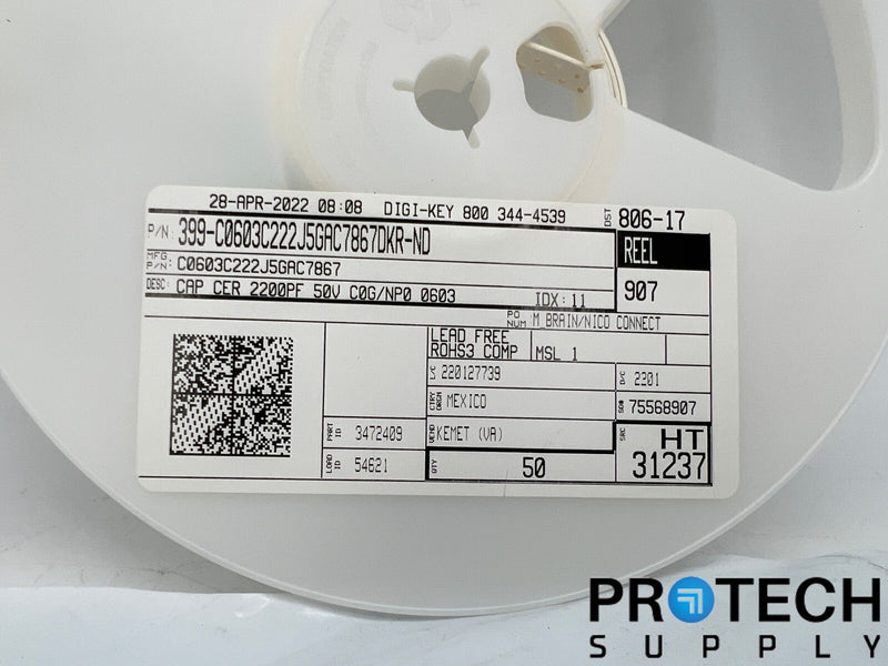 Load image into Gallery viewer, (Approx 40) Kemet Ceramic Capacitor C0603C222J5GAC7867 with WARRANTY