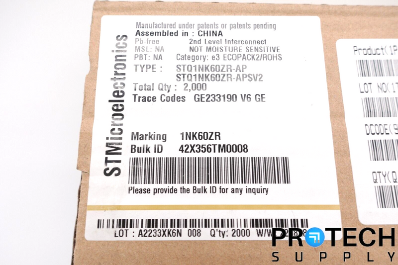 Load image into Gallery viewer, (Approx. 2000) STMicroelectronics STQ1NK60ZR-AP N-Channel 600 V Power MOSFET