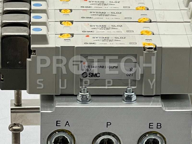 Load image into Gallery viewer, (Assy of 4) SMC SY5340-5LOZ Pneumatic Solenoid Valve + Mount Base GUARANTEED