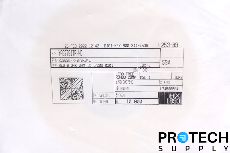 Load image into Gallery viewer, 10,000/Reel Yageo RC0201FR-076K34L Thick Film Resistor 6.34K Ohm NEW