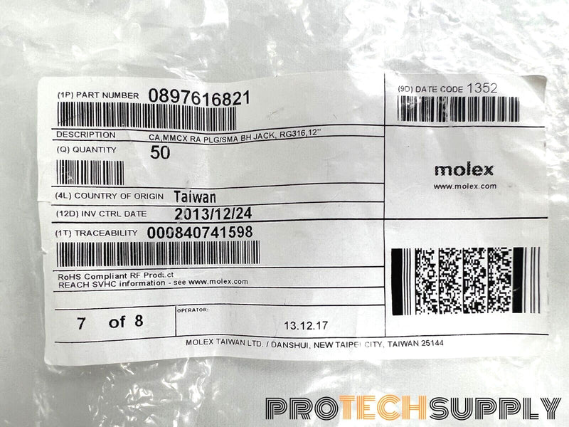 Load image into Gallery viewer, NEW Molex 897616821 SMA to MMCX Right-Angle Cable 12" with WARRANTY