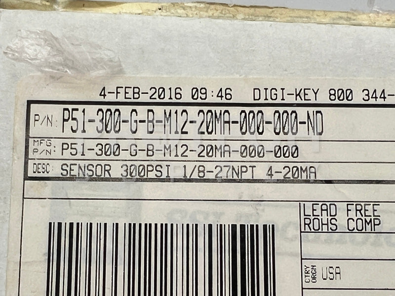 Load image into Gallery viewer, SSI 300 psi Pressure Sensor P51-300-G-B-M12-20mA-000-000 NEW GUARANTEED