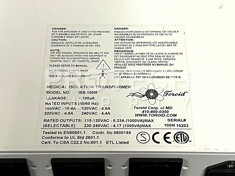 Load image into Gallery viewer, Toroid ISB-100M Medical Isolation Transformer GUARANTEED