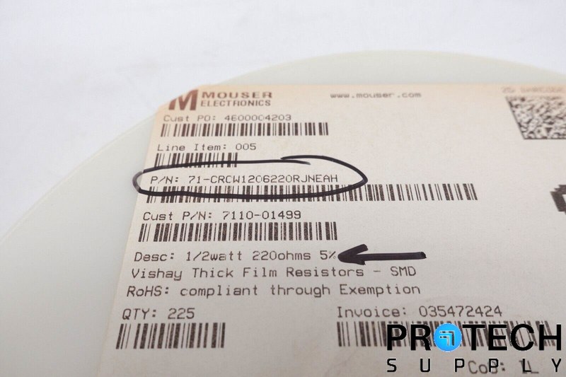 Load image into Gallery viewer, (Qty 225) Vishay 71-CRCW1206220RJNEAH Thick Film Resistors Roll NEW w/ WARRANTY