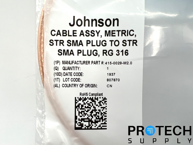 Load image into Gallery viewer, Johnson 415-0029-M2.0 SMA to SMA Coaxial Cable NEW with WARRANTY