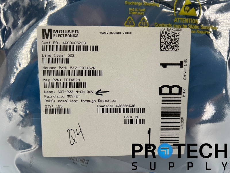 Load image into Gallery viewer, (125/Pk) Onsemi FDT457N N-Channel Surface Mount 30 V NEW With WARRANTY