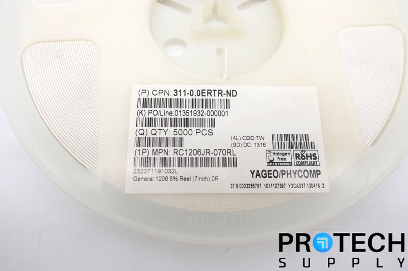 Load image into Gallery viewer, (Qty 5000) Yageo RC1206JR-070RL Roll of Chip Resistors NEW with WARRANTY