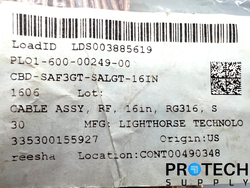 Load image into Gallery viewer, Lighthorse CBD-SAF3GT-SALMGT-16IN SMA Male to SMA Female Cable Assy w/ WARRANTY