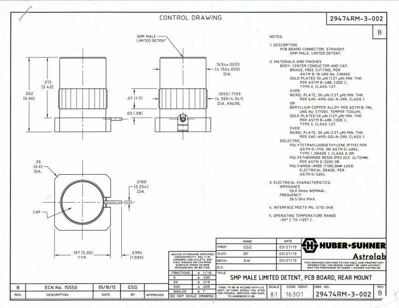 Load image into Gallery viewer, HUBER+SUHNER 29474RM-3-003 Coaxial Connector Straight Cable Plug NEW w/ WARRANTY