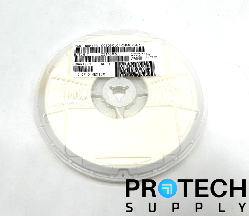 Load image into Gallery viewer, (4000/Pk) Kemet C0603C104K3RACTU Ceramic Capacitor NEW with WARRANTY