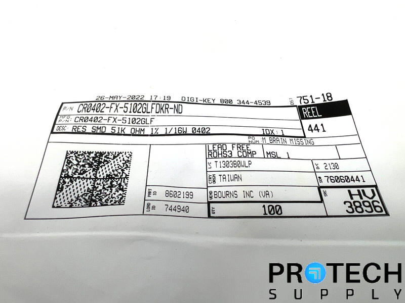 Load image into Gallery viewer, (Approx 60) Bourns Inc. Chip Resistor CR0402-FX-5102GLFDKR-ND with WARRANTY