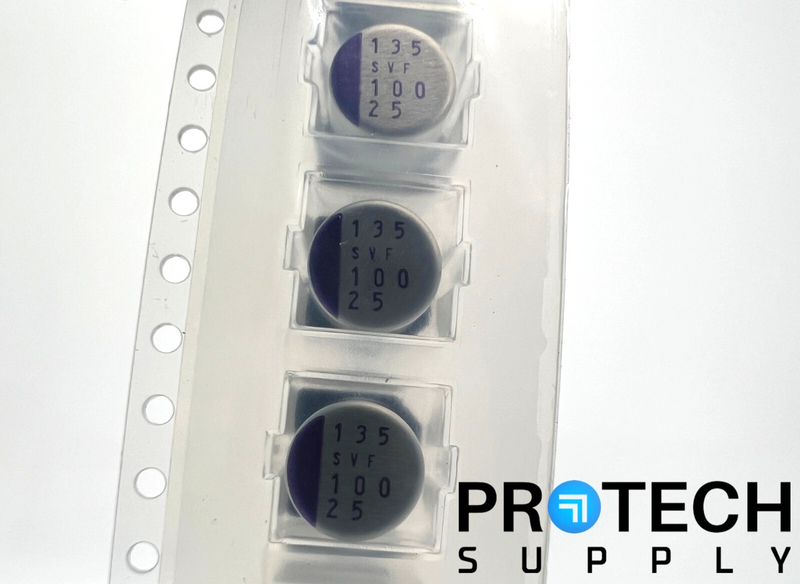 Load image into Gallery viewer, (49/Pk) Panasonic 25SVF100M Aluminum Polymer Capacitors with WARRANTY
