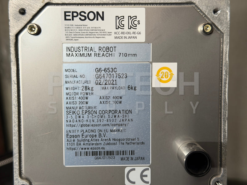 Load image into Gallery viewer, Epson G6-653C Cleanroom SCARA Robot 650mm 6kg w/ RC700-A Controller EtherNet/IP 2021