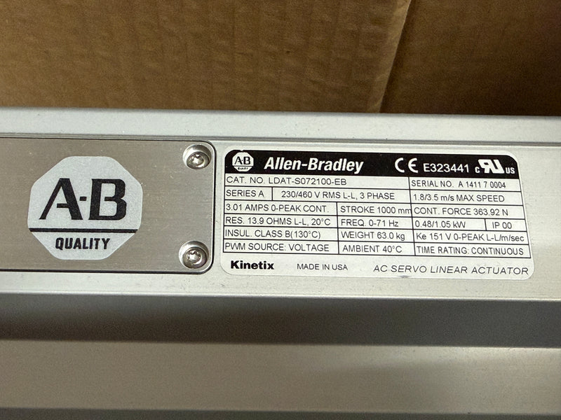 Load image into Gallery viewer, Allen-Bradley LDAT-S072100-EB Linear Thruster 1000mm Travel 75 Frame New Surplus