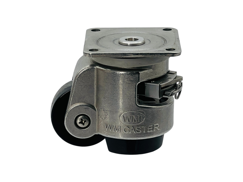 Load image into Gallery viewer, WMI Caster WMIS-80 Stainless Plate Mount Leveling Swivel Caster
