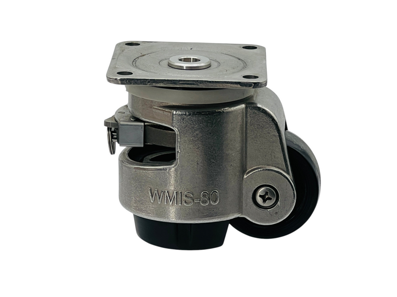 Load image into Gallery viewer, WMI Caster WMIS-80 Stainless Plate Mount Leveling Swivel Caster