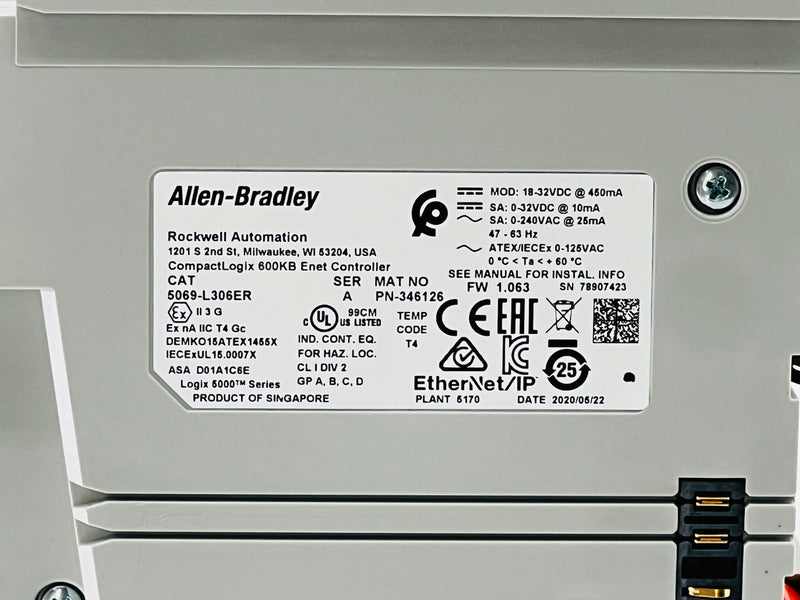 Load image into Gallery viewer, Allen-Bradley 5069-L306ER CompactLogix 5380 PLC Controller 1784-SD2/A