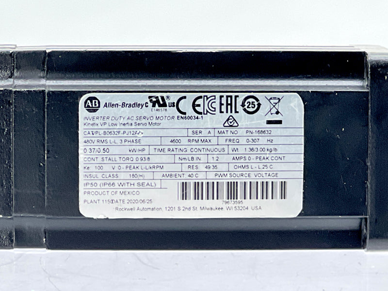 Load image into Gallery viewer, Allen-Bradley PN-168632 Kinetix VP Low Inertia AC Servo Motor · photo 3